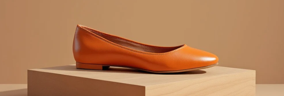 Bespoke Bondeno ballerina flat for women in orage calfskin