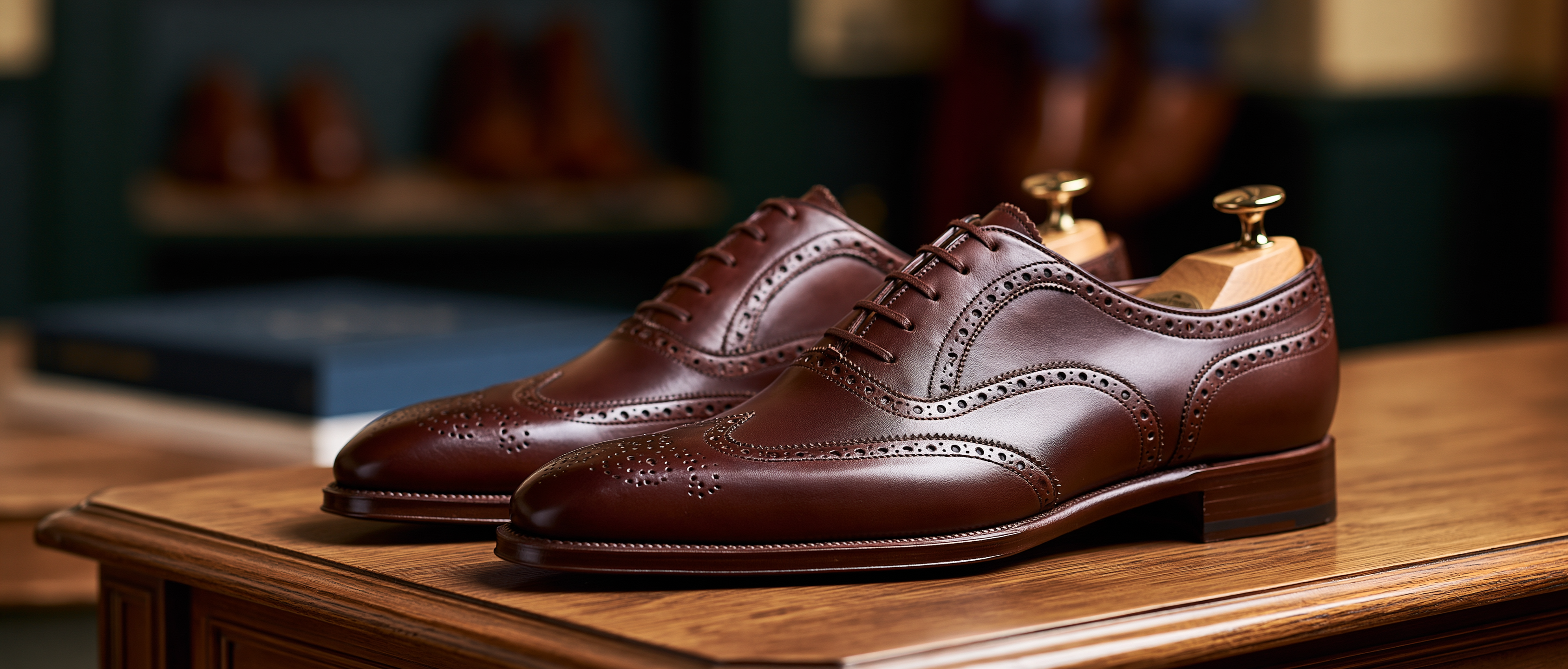 Bondeno bespoke wingtip oxford shoes in brown