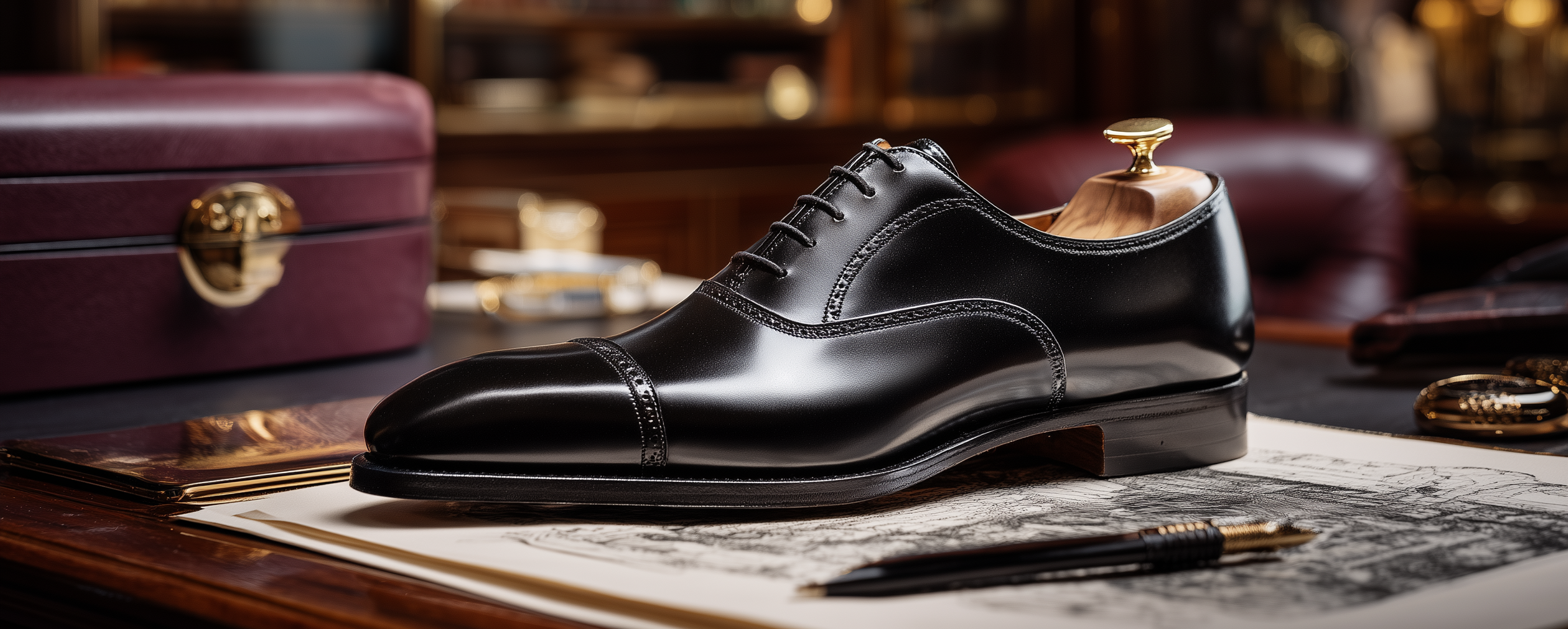 Bondeno bespoke black brogue oxford shoes