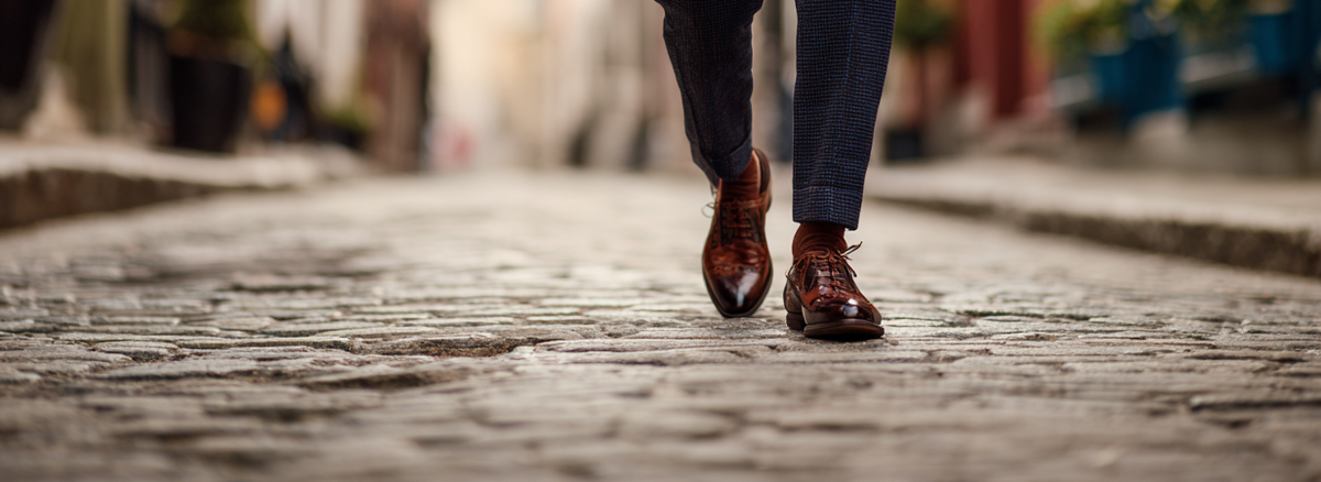 Man in a suit wearing bespoke shoes