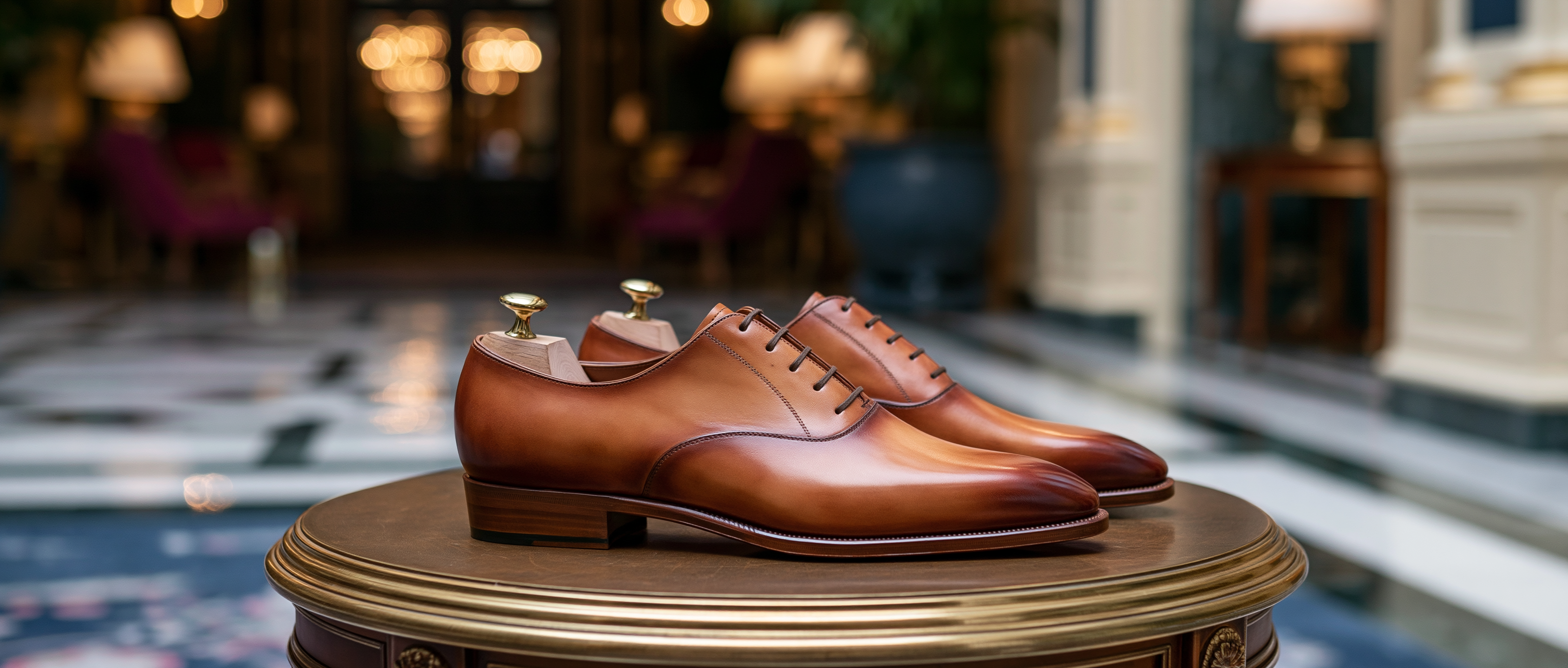 Bondeno bespoke semi wholecut oxford dress shoes for men in tan