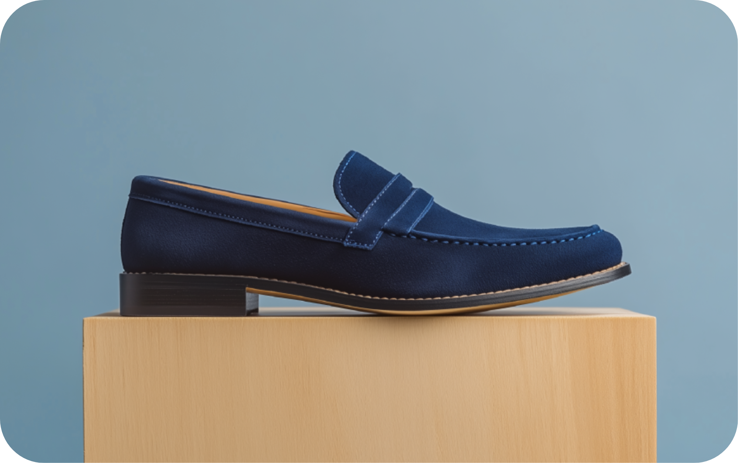 bespoke loafers for women in blue suede