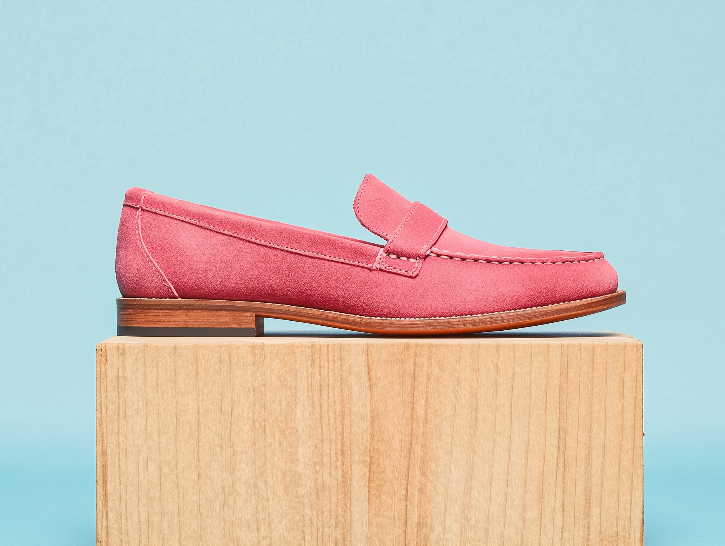 CATERINA • Custom Fitted Penny Loafer Shoes • FUCHSIA PINK SUEDE