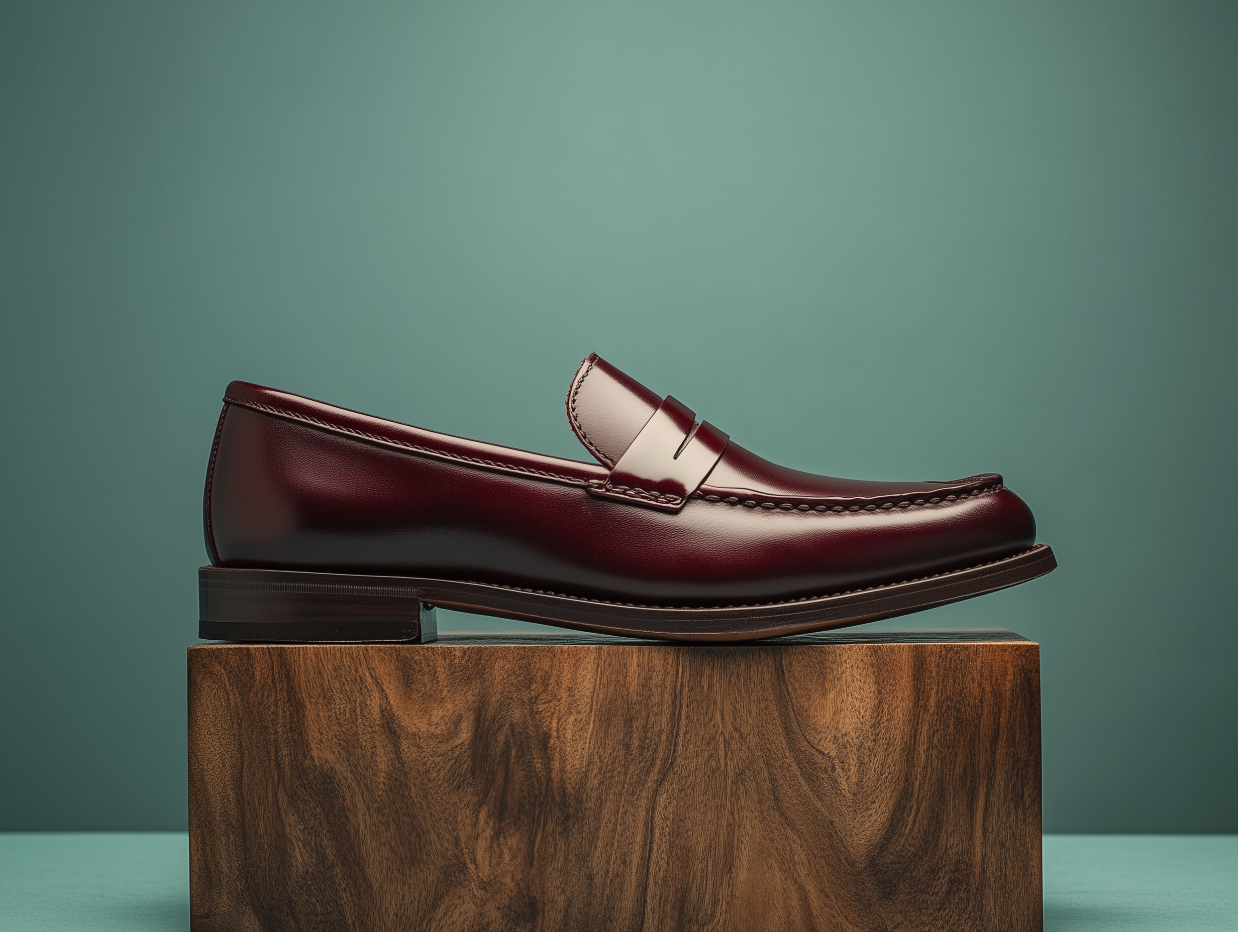 FARO • Custom Fitted Penny Loafer Shoes • BURGUNDY CALFSKIN