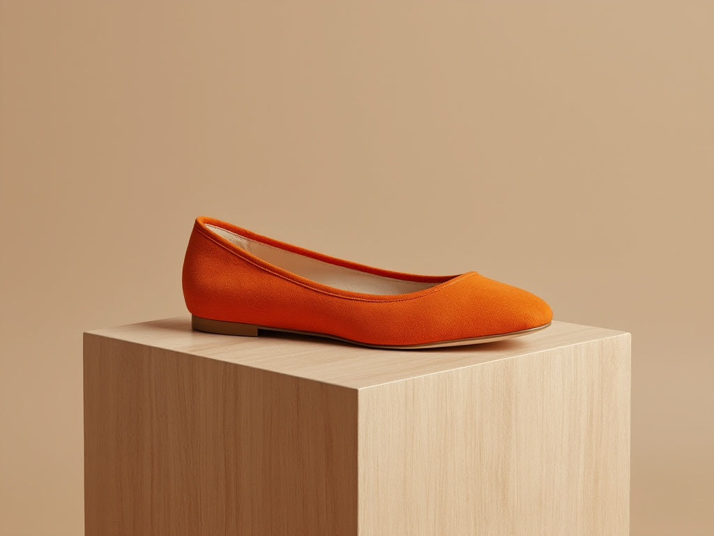 RACHELE • Custom Fitted Bespoke Ballet Flats • ORANGE SUEDE