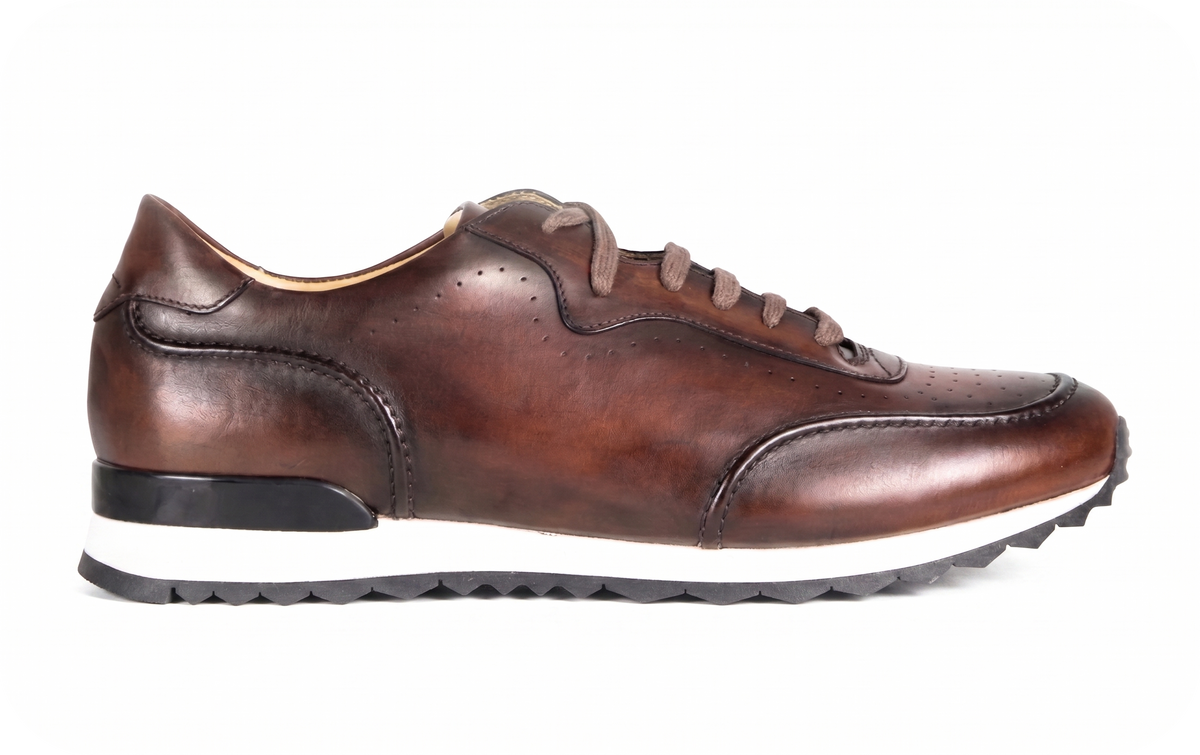 Hand-painted brown leather sneaker on a white background, Bondeno Bespoke Sneakers Gift Card