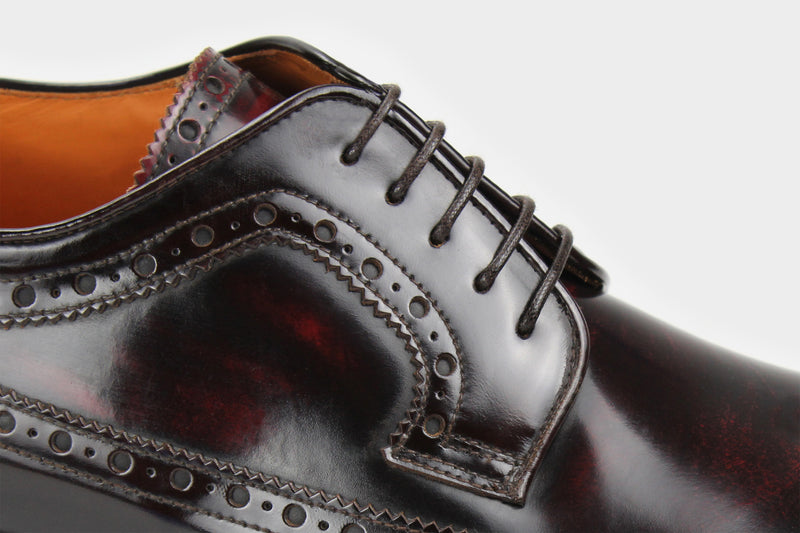 Nello Rosewood Men's Wingtip Derby Italian Bespoke Shoes