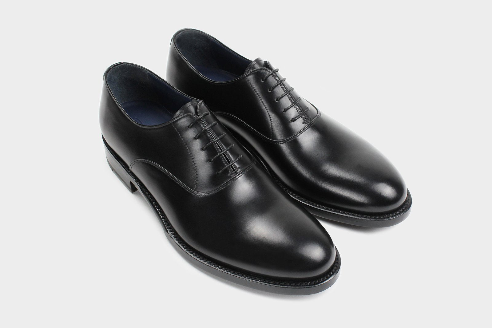 Santi Black Semi Wholecut Oxfords Italian Made to Measure Shoes