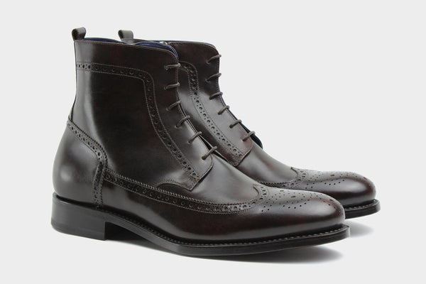 Men's Wingtip Dark Brown Italian Custom Made Boots