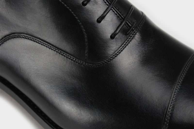 Mauro Black Men's Cap Toe Oxfords Italian Custom Made Shoes