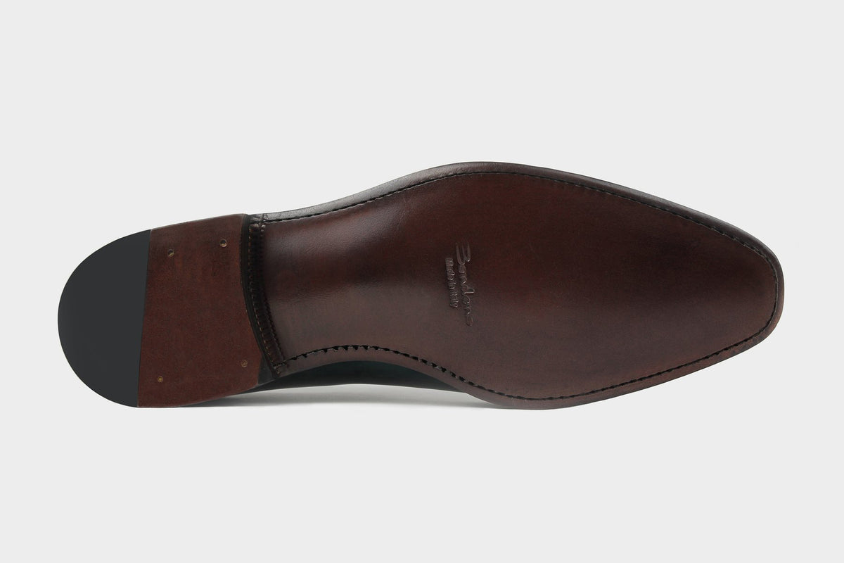 Bondeno Bruno bespoke wholecut Oxford in hand-painted pine green calfskin, leather sole