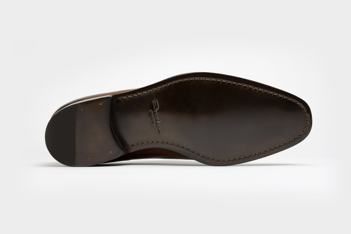 Bondeno Carlo bespoke wholecut Oxford in hand-painted brown calfskin, leather sole