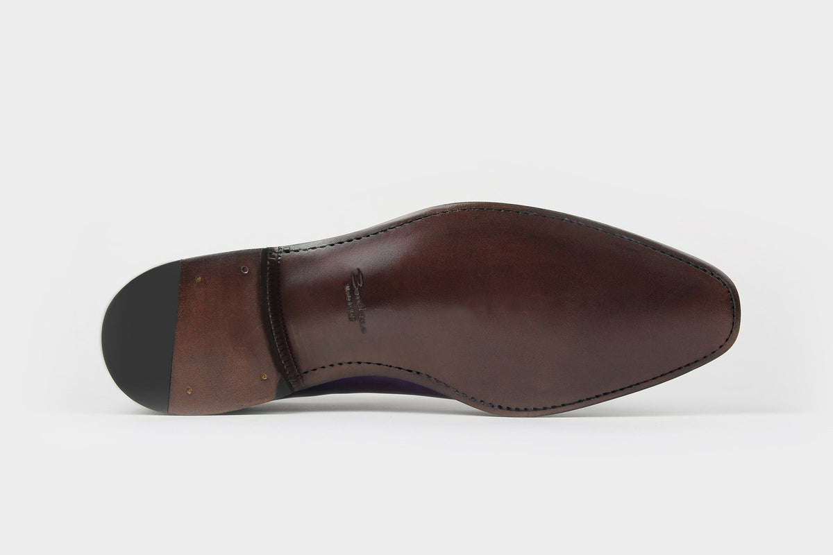 Bondeno Mateo bespoke wholecut Oxford in hand-painted violet calfskin, leather sole