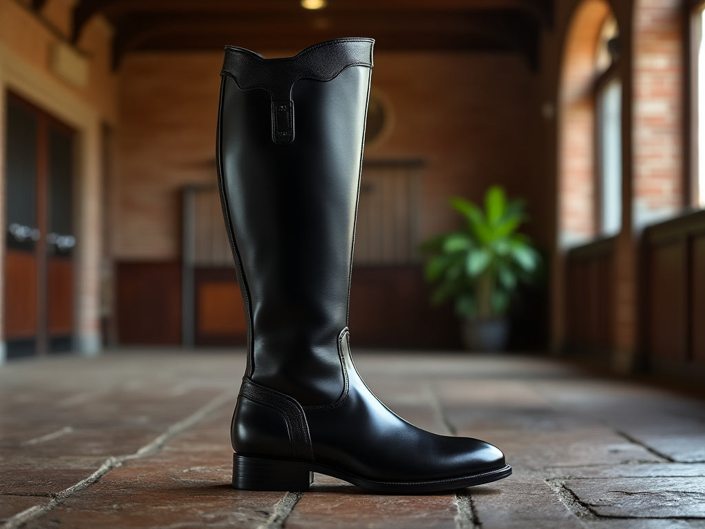 thumbnail image 2 of Hispar Men's FLORANCE Leather Riding Boots - Equestrian & Motorcycle - Black/Brown 2 of 3