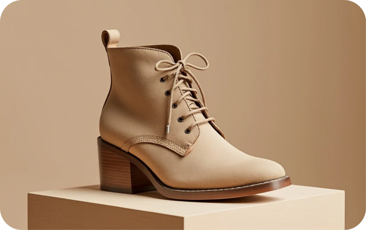 Beige suede heeled lace-up ankle boot, Bondeno Bespoke High Heel Boots Gift Card