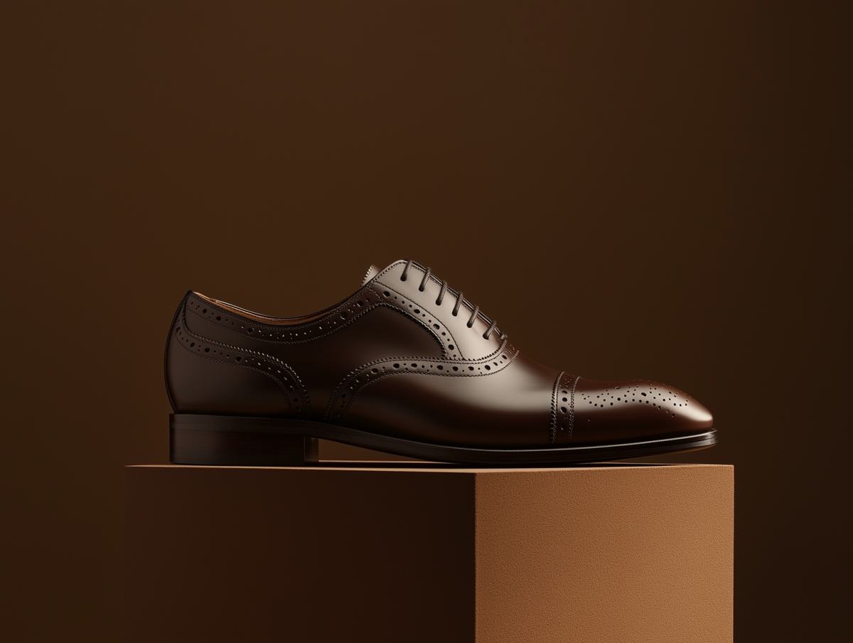 Emilio bespoke captoe oxford shoes with broguing in dark brown calfskin