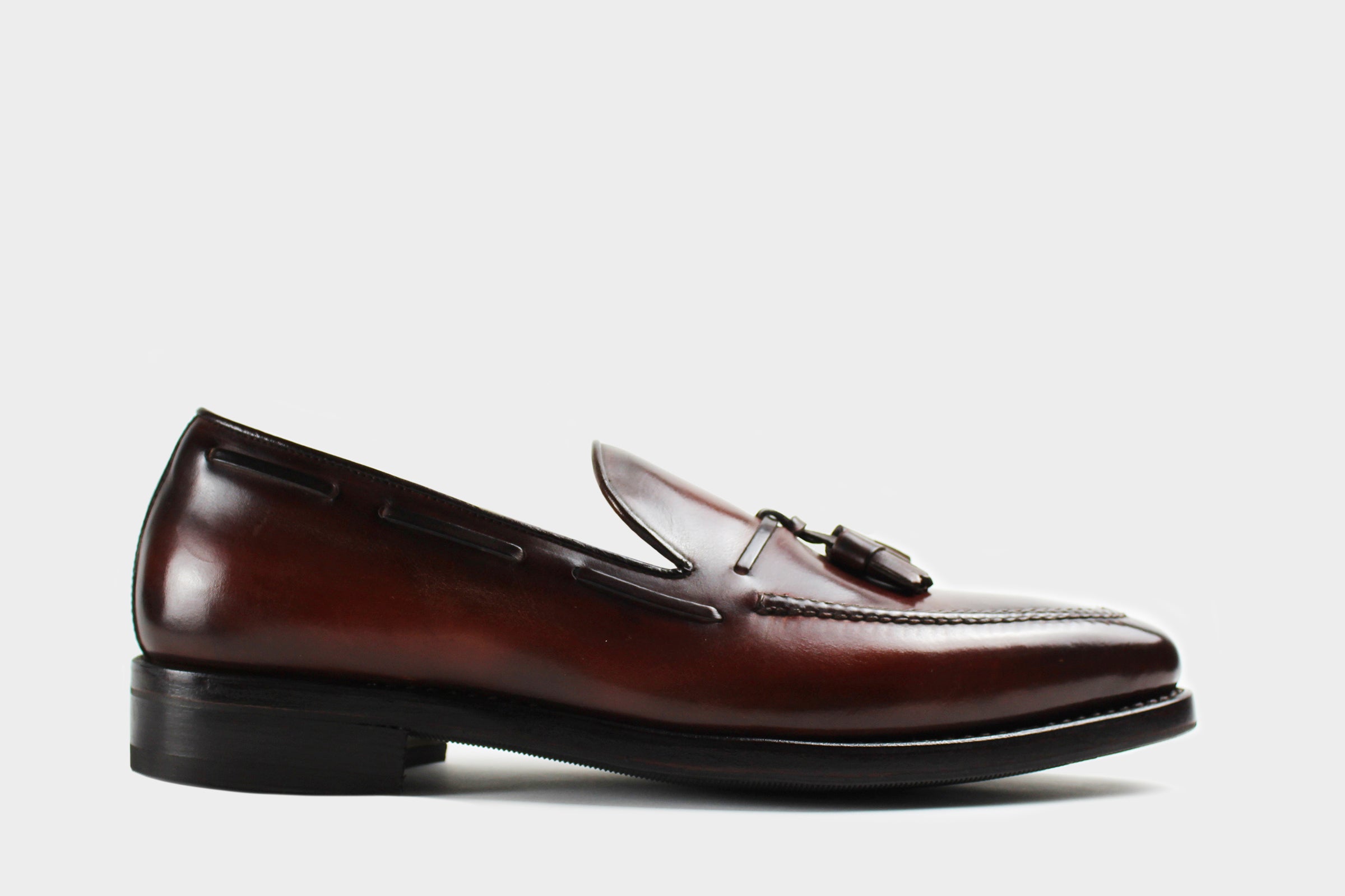 LEONARDO Bespoke Custom Made & Fitted Tassel Loafers HAND-PAINTED BURGUNDY CALFSKIN FIRST TIME ORDER: At-Home Fitting with Bio-Foam Precision Foot LEONARDO Bespoke Custom Made & Fitted Tassel Loafers HAND-PAINTED BURGUNDY CALFSKIN FIRST TIME ORDER: At-Home Fitting with Bio-Foam Precision Foot