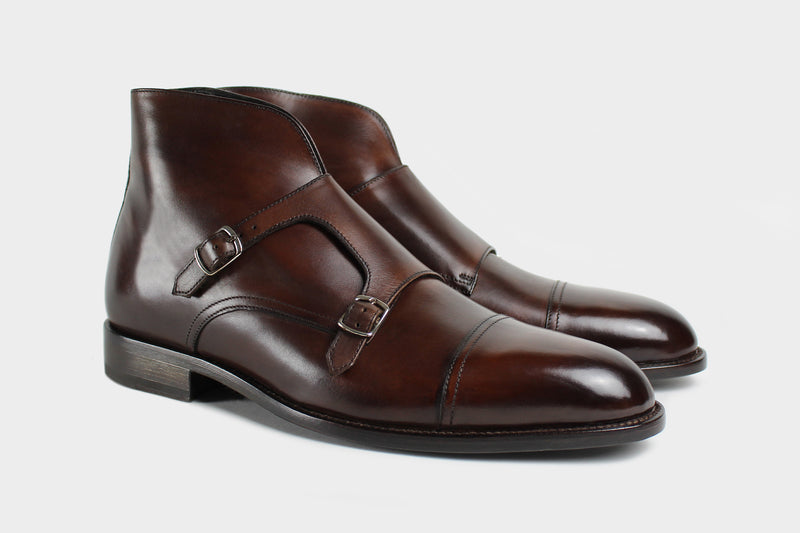 Double Monk Strap Hickory Italian Custom Made Boots