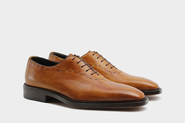 Pietro British Tan Wholecut Oxfords Italian Custom Made Shoes