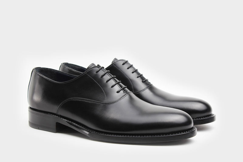 Santi Black Semi Wholecut Oxfords Italian Custom Made Shoes