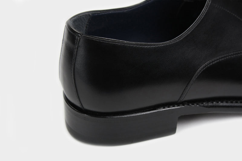 Santi Black Men's Semi Wholecut Oxfords Italian Made to Measure Shoes