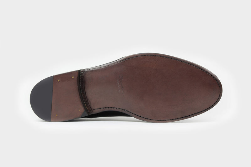 Santi Black Classic Semi Wholecut Oxfords Italian Made to Measure Shoes