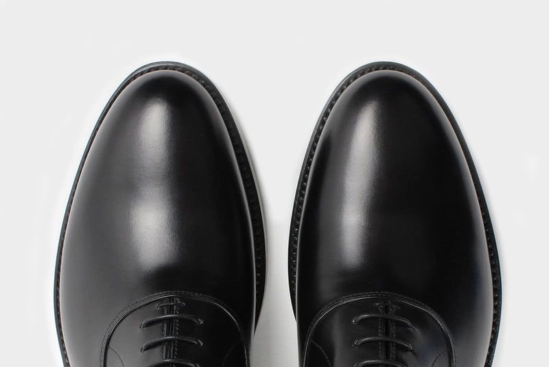 Santi Black Classic Semi Wholecut Oxfords Italian Bespoke Shoes