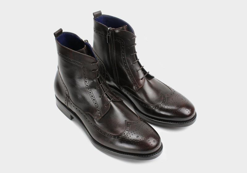Men's Wingtip Dark Brown Italian Made to Measure Boots