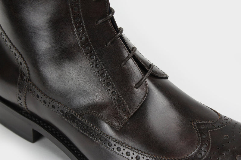 Men's Leather Dark Brown Italian Custom Made Boots
