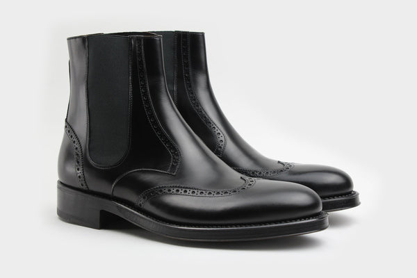 Wingtip Black Italian Custom Made Boots