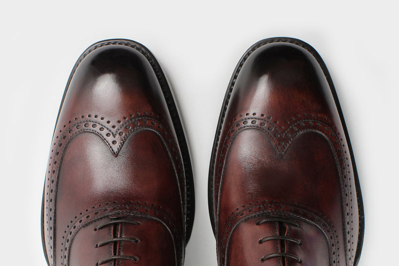Martin Oxblood Classic Wingtip Oxfords Italian Bespoke Shoes